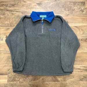 Vintage Y2K Big Dogs Fleece Pullover Mens M Grey Blue 1/4 Zip 90s Sweatshirt